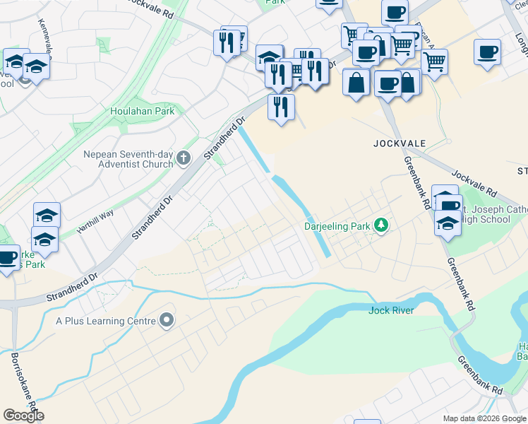 map of restaurants, bars, coffee shops, grocery stores, and more near 733 Cashmere Terrace in Ottawa