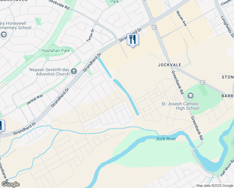 map of restaurants, bars, coffee shops, grocery stores, and more near in Nepean
