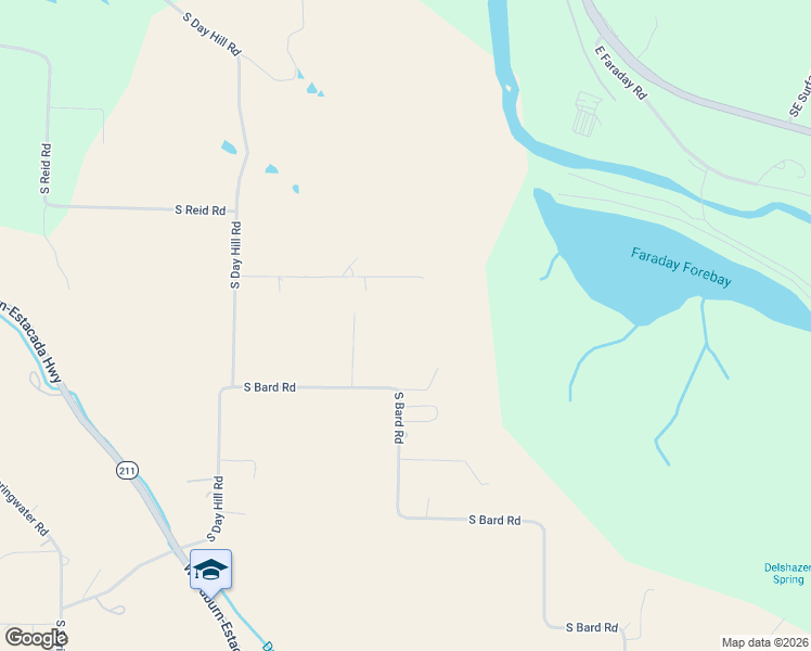 map of restaurants, bars, coffee shops, grocery stores, and more near 23666 South Day Lane in Estacada