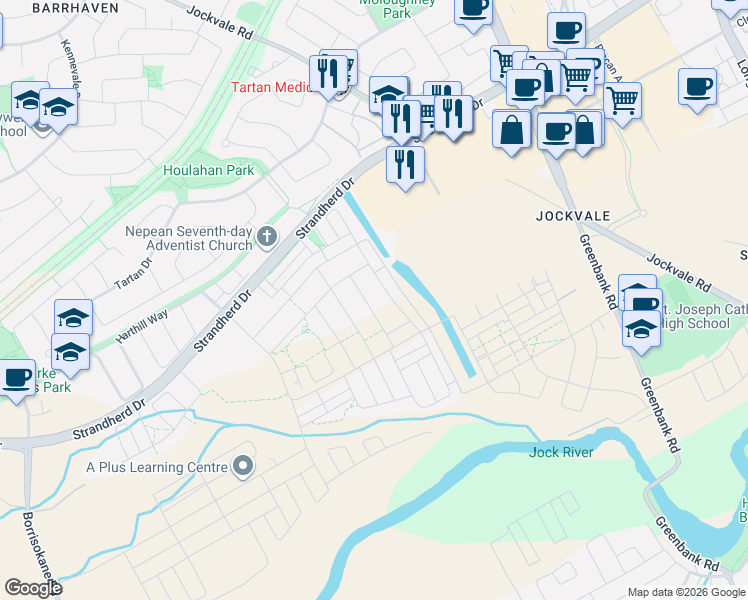 map of restaurants, bars, coffee shops, grocery stores, and more near 719 Cashmere Terrace in Ottawa