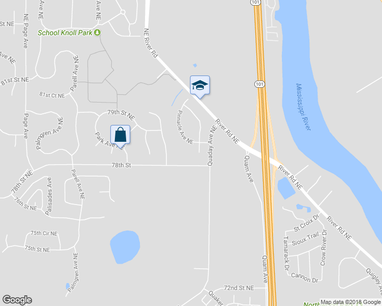 map of restaurants, bars, coffee shops, grocery stores, and more near 7879 Prairie Creek Court Northeast in Otsego
