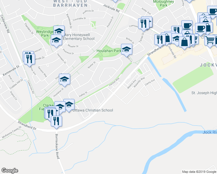 map of restaurants, bars, coffee shops, grocery stores, and more near in Ottawa