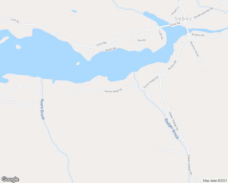 map of restaurants, bars, coffee shops, grocery stores, and more near Sunset Ridge Road in Sebec