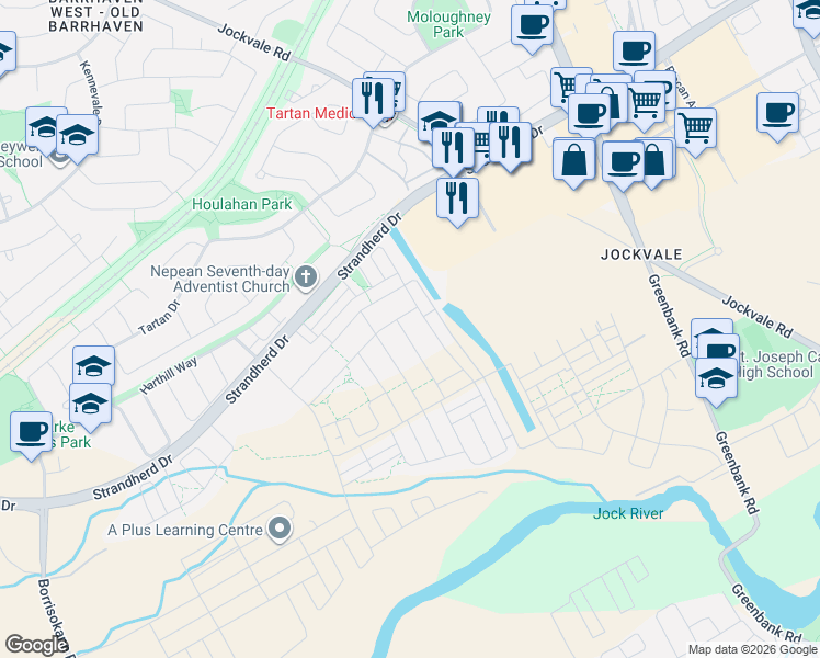 map of restaurants, bars, coffee shops, grocery stores, and more near 707 Cashmere Terrace in Ottawa