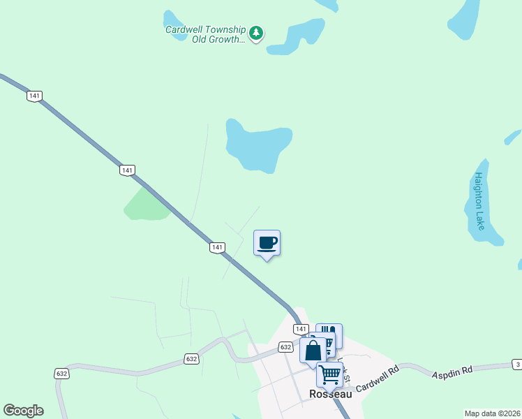 map of restaurants, bars, coffee shops, grocery stores, and more near 10 Magor Drive in Rosseau