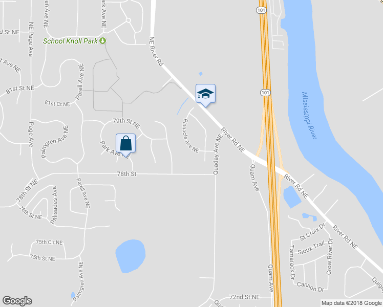 map of restaurants, bars, coffee shops, grocery stores, and more near 7919 Pinnacle Avenue Northeast in Otsego