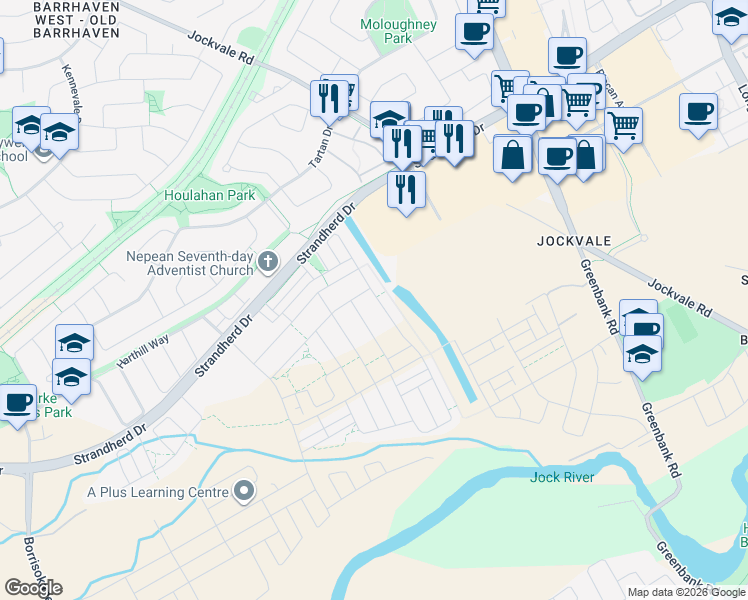 map of restaurants, bars, coffee shops, grocery stores, and more near 614 Hamsa Street in Ottawa