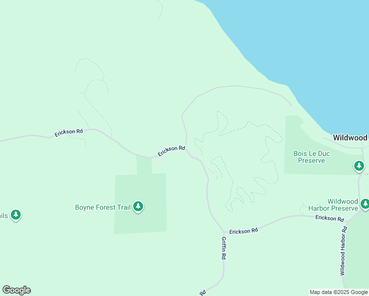 map of restaurants, bars, coffee shops, grocery stores, and more near 2081 Erickson Road in Boyne City