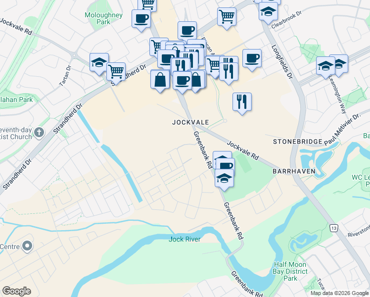 map of restaurants, bars, coffee shops, grocery stores, and more near 523 Celestine Private in Ottawa