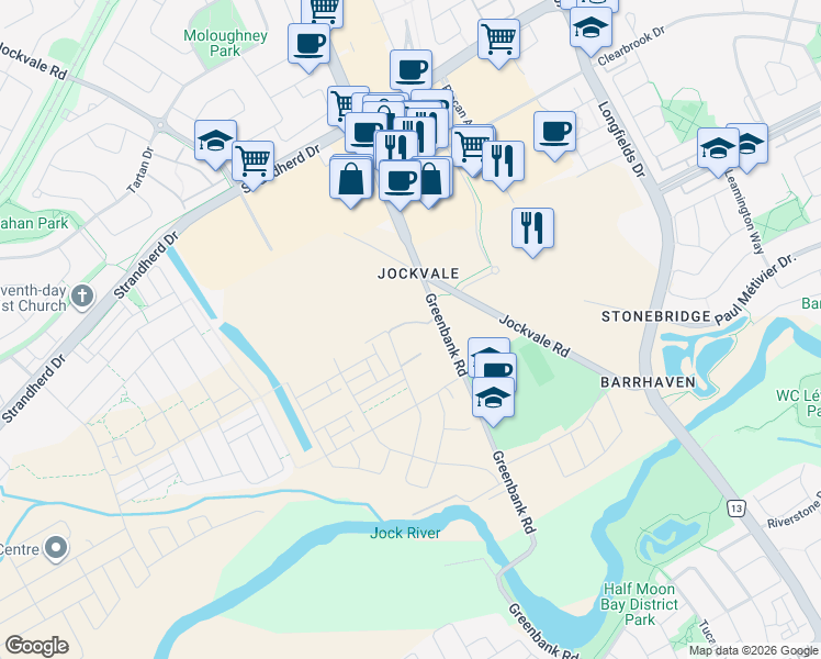 map of restaurants, bars, coffee shops, grocery stores, and more near 523 Celestine Private in Ottawa