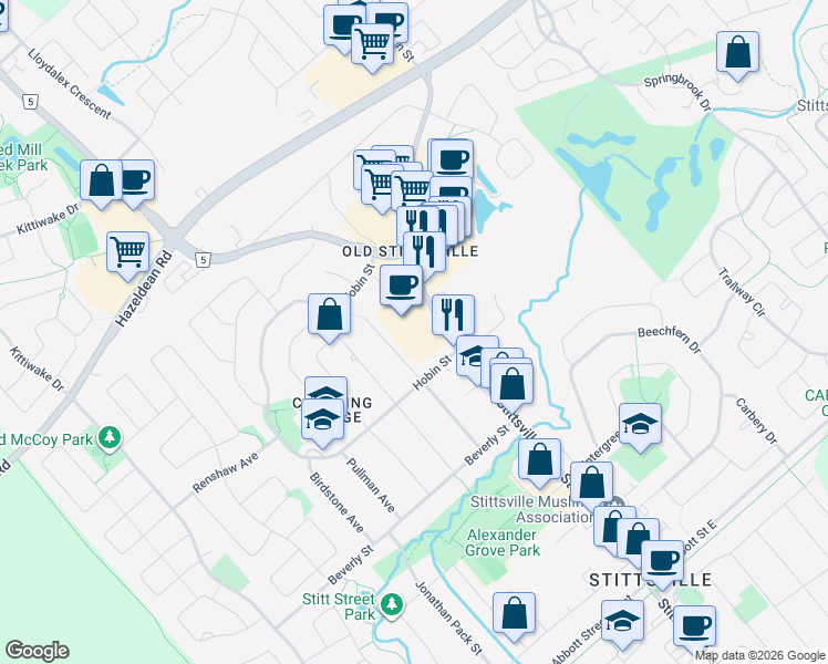 map of restaurants, bars, coffee shops, grocery stores, and more near in Ottawa