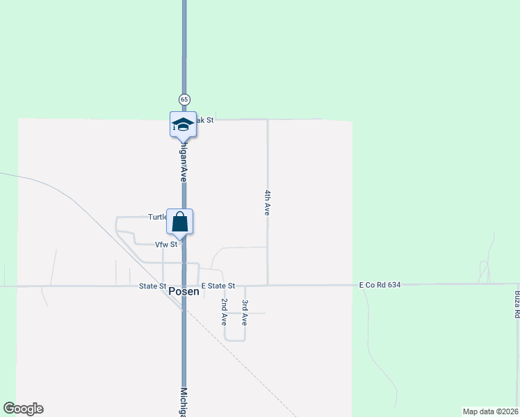 map of restaurants, bars, coffee shops, grocery stores, and more near 10754-10760 4th Avenue in Posen