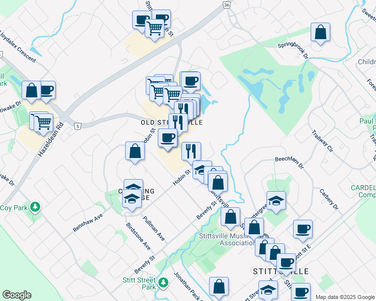 map of restaurants, bars, coffee shops, grocery stores, and more near in Ottawa