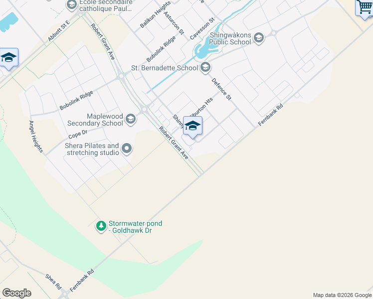 map of restaurants, bars, coffee shops, grocery stores, and more near 60 Jaguar Private in Ottawa