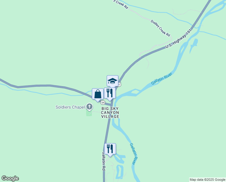 map of restaurants, bars, coffee shops, grocery stores, and more near in Big Sky