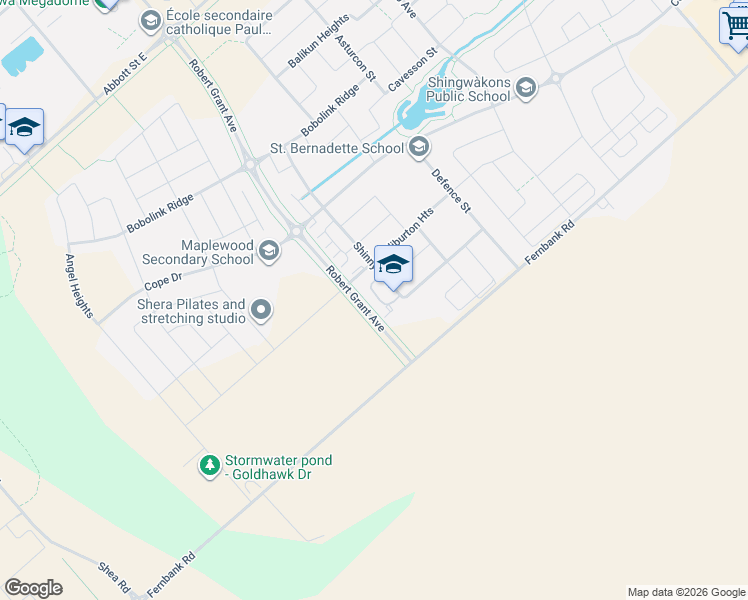 map of restaurants, bars, coffee shops, grocery stores, and more near 40 Jaguar Private in Ottawa