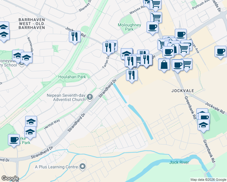 map of restaurants, bars, coffee shops, grocery stores, and more near 1605 Haydon Circle in Ottawa