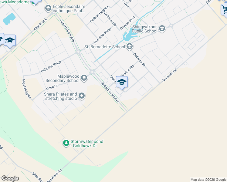 map of restaurants, bars, coffee shops, grocery stores, and more near 30 Jaguar Private in Ottawa