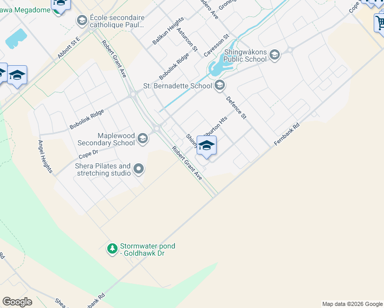 map of restaurants, bars, coffee shops, grocery stores, and more near 10 Jaguar Private in Ottawa