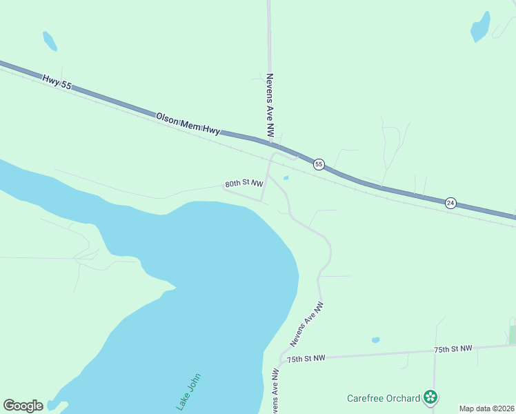 map of restaurants, bars, coffee shops, grocery stores, and more near 13029 79th Street Northwest in Annandale