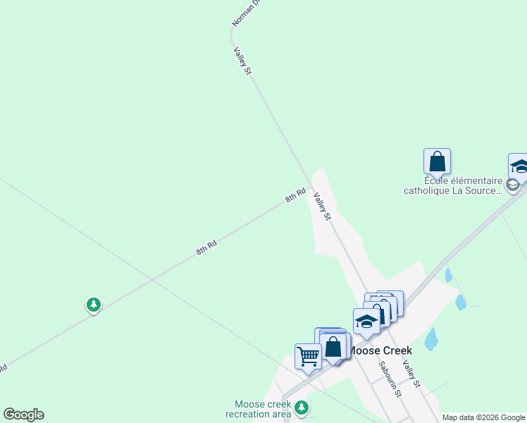 map of restaurants, bars, coffee shops, grocery stores, and more near 16949 8th Road in Casselman