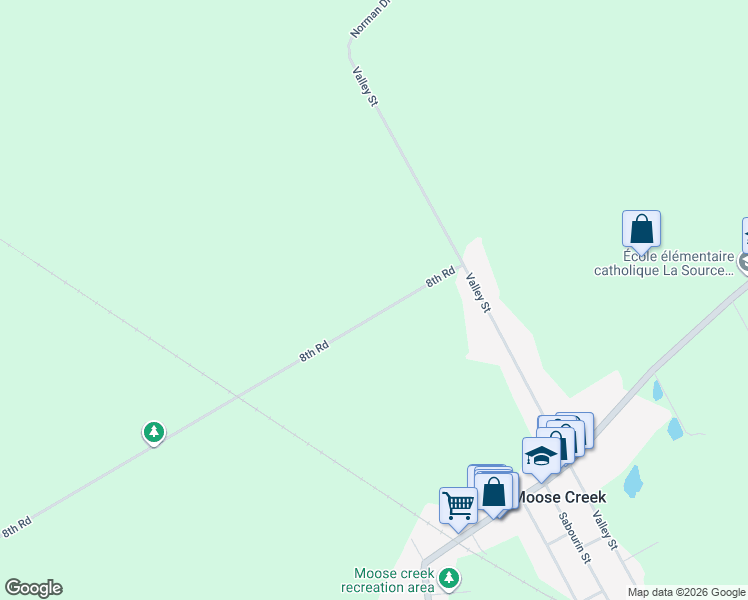 map of restaurants, bars, coffee shops, grocery stores, and more near 16949 8th Road in Casselman