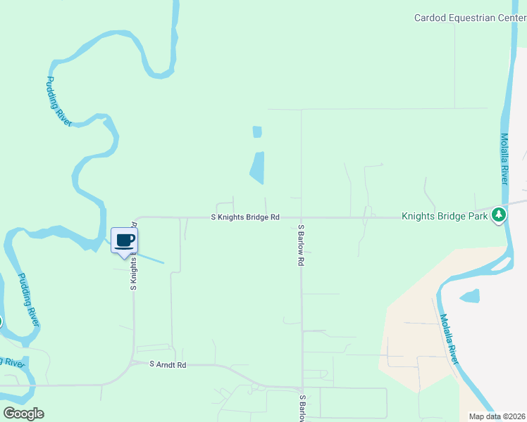 map of restaurants, bars, coffee shops, grocery stores, and more near 6869 South Knights Bridge Road in Canby