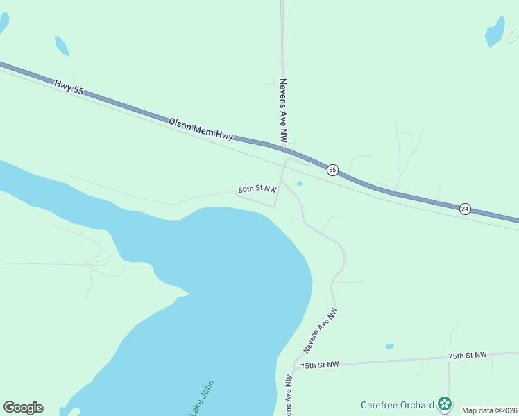 map of restaurants, bars, coffee shops, grocery stores, and more near 13029 79th Street Northwest in Annandale