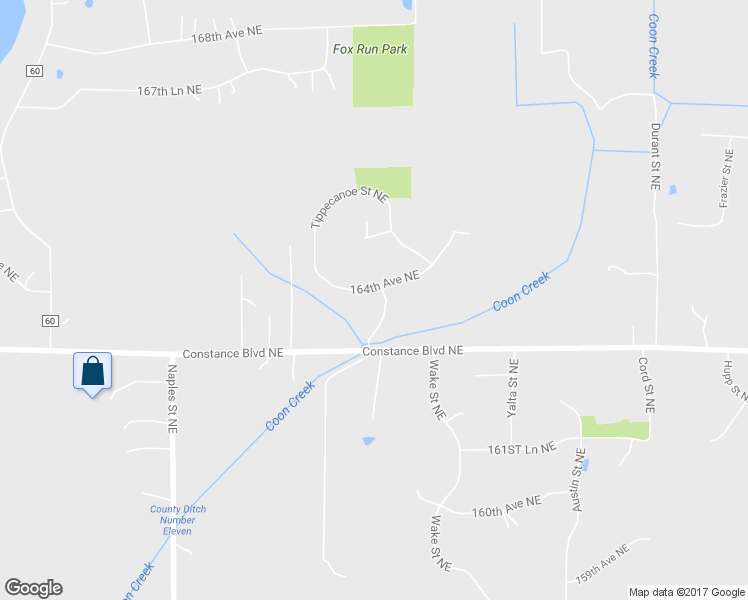 map of restaurants, bars, coffee shops, grocery stores, and more near 3718 164th Avenue Northeast in Ham Lake