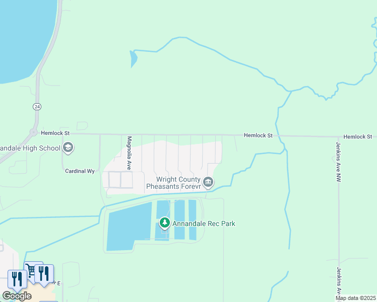 map of restaurants, bars, coffee shops, grocery stores, and more near 227 Trillium Lane in Annandale