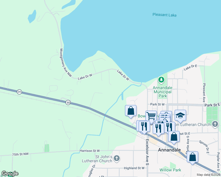 map of restaurants, bars, coffee shops, grocery stores, and more near 410 Pleasant Crest Circle in Annandale