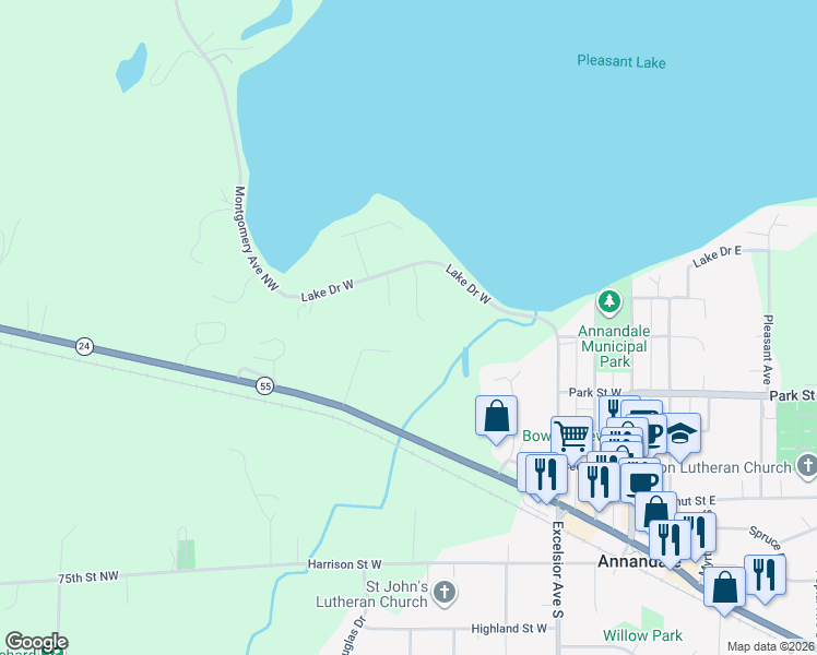 map of restaurants, bars, coffee shops, grocery stores, and more near 410 Pleasant Crest Circle in Annandale