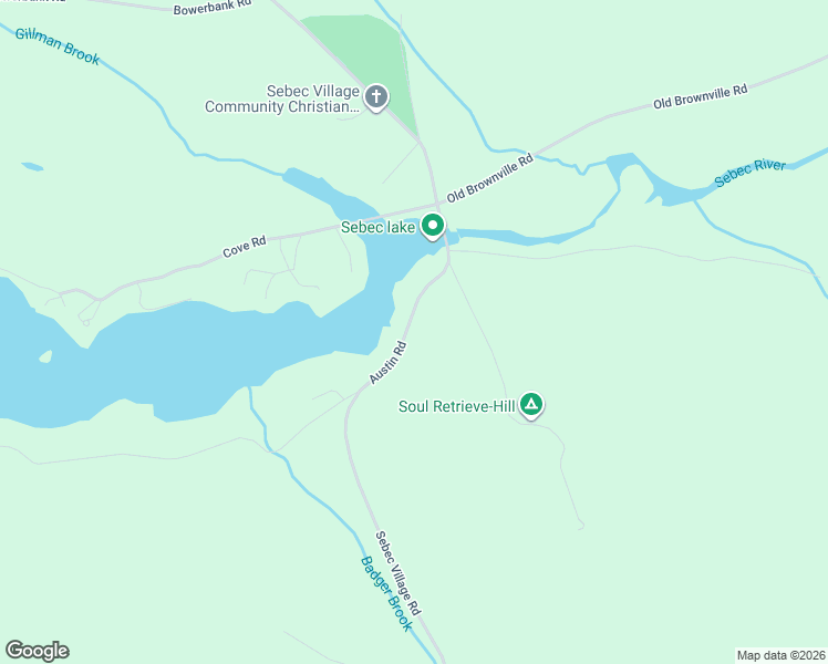 map of restaurants, bars, coffee shops, grocery stores, and more near 629 Austin Road in Sebec