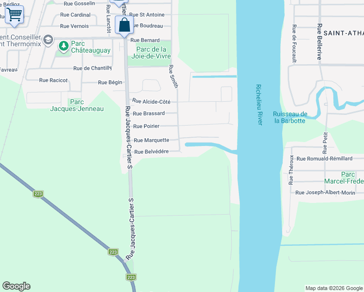 map of restaurants, bars, coffee shops, grocery stores, and more near 631 Rue Smith in Saint-Jean-sur-Richelieu