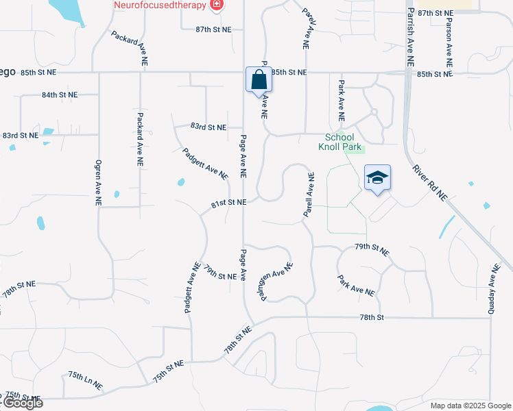 map of restaurants, bars, coffee shops, grocery stores, and more near 8282 Parell Avenue Northeast in Otsego