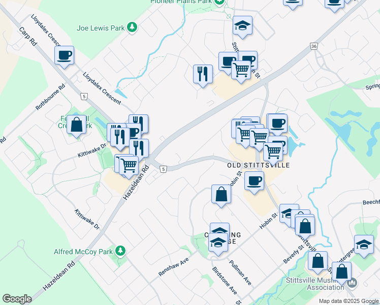 map of restaurants, bars, coffee shops, grocery stores, and more near 65 Neil Avenue in Ottawa