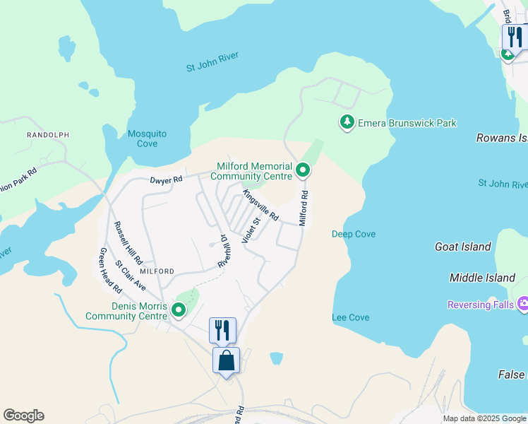 map of restaurants, bars, coffee shops, grocery stores, and more near in Saint John