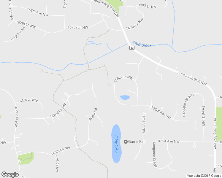 map of restaurants, bars, coffee shops, grocery stores, and more near 16326 Okapi Street Northwest in Ramsey