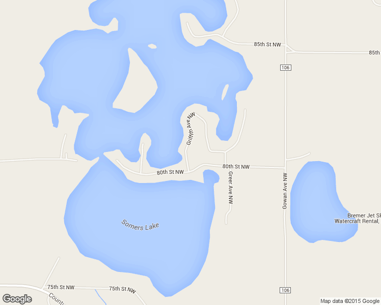 map of restaurants, bars, coffee shops, grocery stores, and more near 8050 Griffith Avenue Northwest in Maple Lake