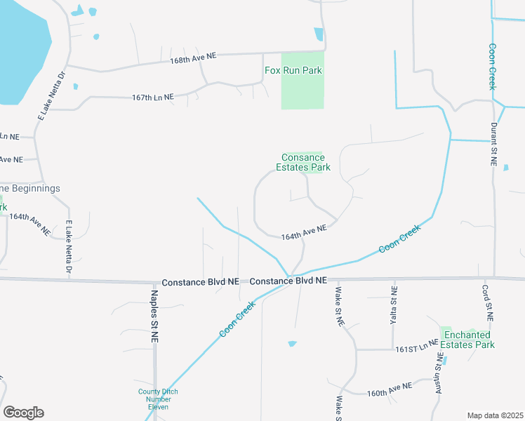 map of restaurants, bars, coffee shops, grocery stores, and more near 16439 Tippecanoe Street Northeast in Ham Lake