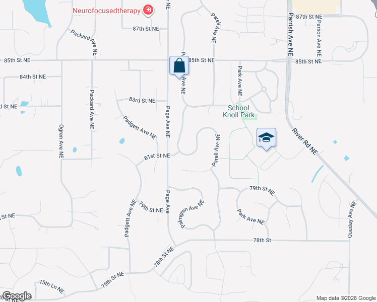 map of restaurants, bars, coffee shops, grocery stores, and more near 8278 Parell Avenue Northeast in Otsego