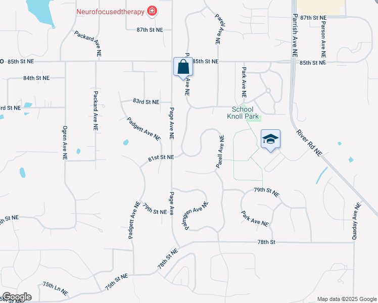 map of restaurants, bars, coffee shops, grocery stores, and more near 8282 Parell Avenue Northeast in Otsego
