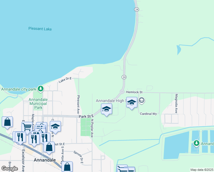 map of restaurants, bars, coffee shops, grocery stores, and more near 660 Park Street East in Annandale