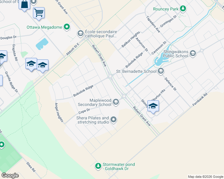 map of restaurants, bars, coffee shops, grocery stores, and more near 145 Madder Private in Ottawa