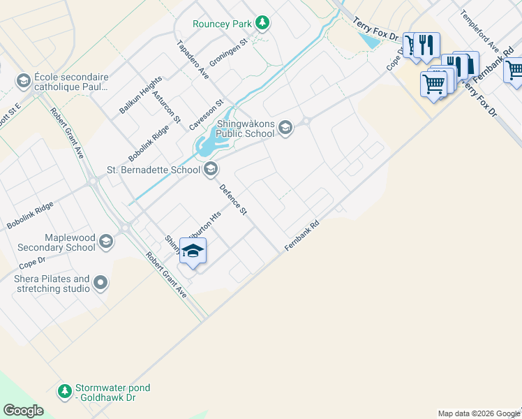 map of restaurants, bars, coffee shops, grocery stores, and more near in Stittsville
