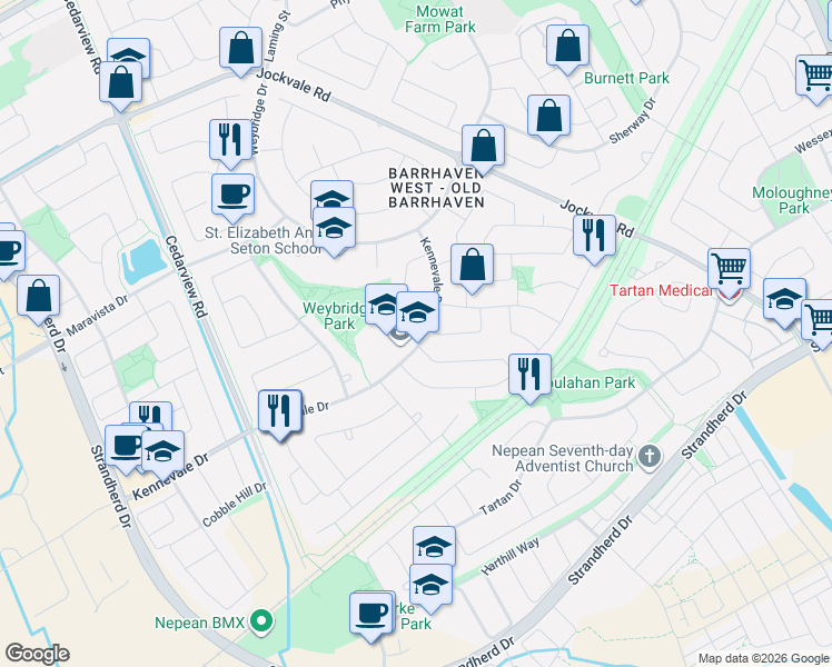 map of restaurants, bars, coffee shops, grocery stores, and more near in Ottawa