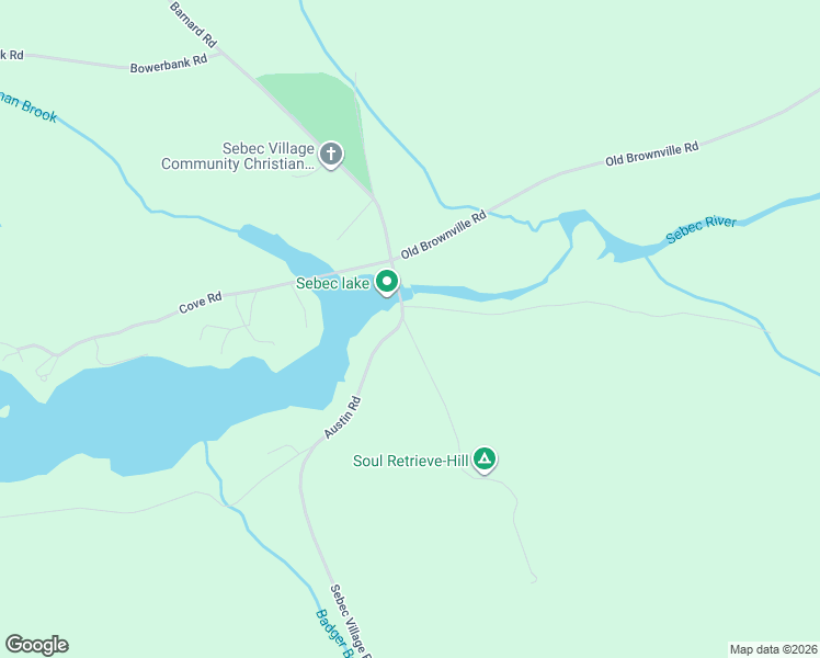 map of restaurants, bars, coffee shops, grocery stores, and more near Burgess Road in Sebec