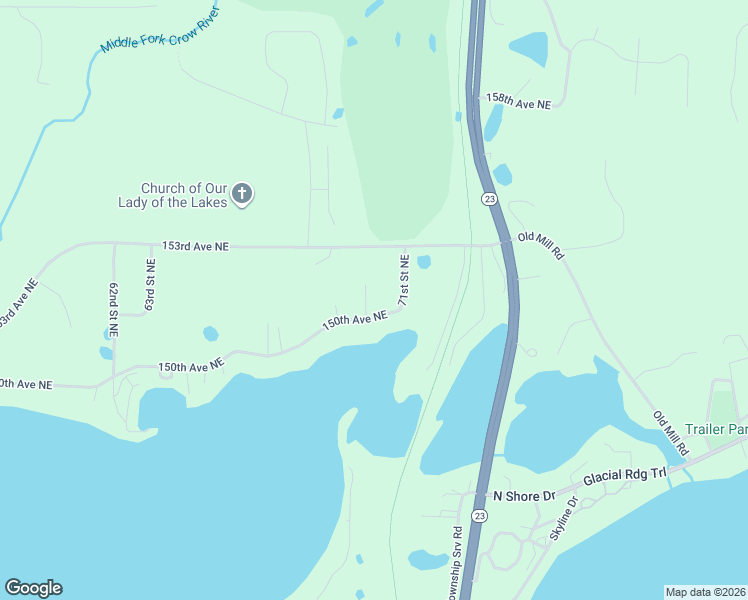 map of restaurants, bars, coffee shops, grocery stores, and more near 7050 150th Avenue Northeast in Spicer