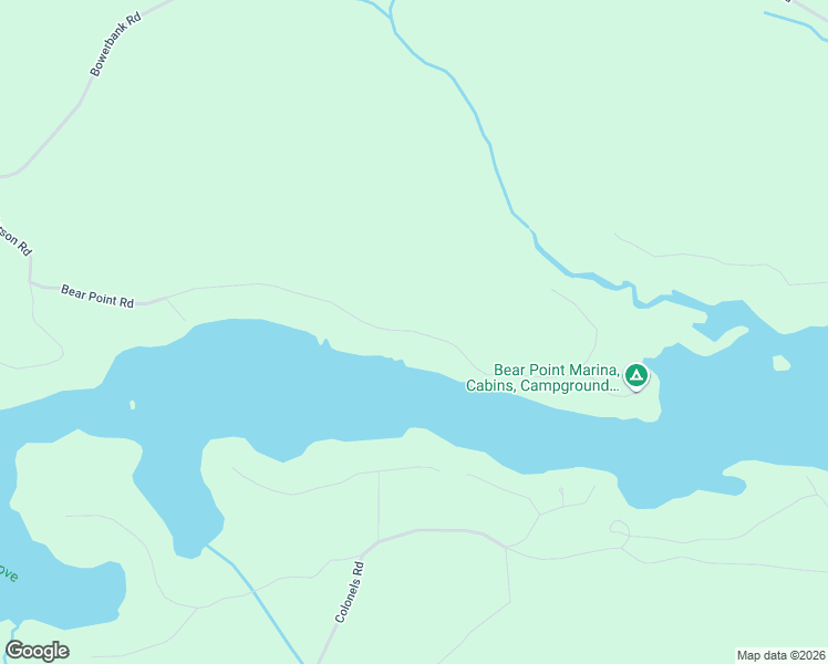 map of restaurants, bars, coffee shops, grocery stores, and more near 123 Bear Point Road in Bowerbank