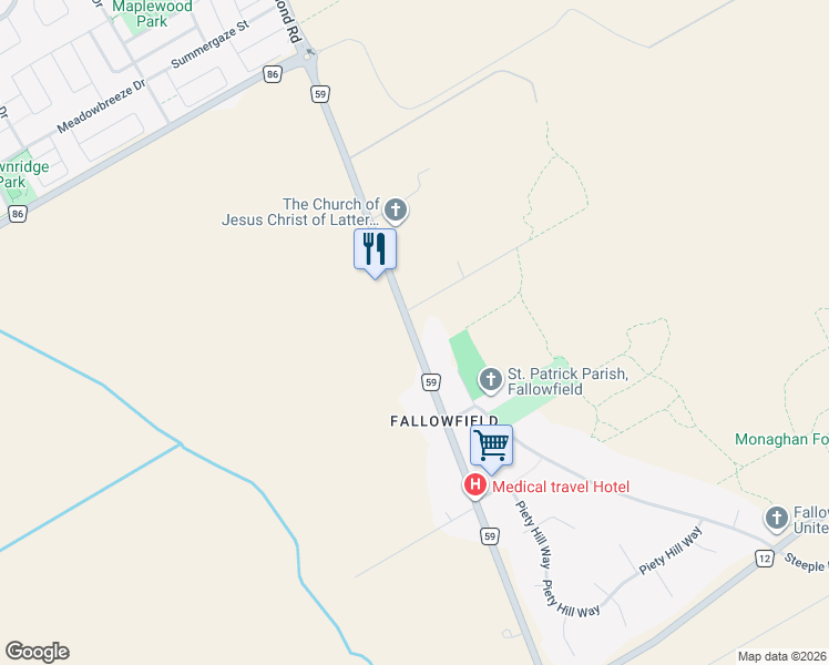 map of restaurants, bars, coffee shops, grocery stores, and more near 5492 Ottawa Regional Road 59 in Ottawa